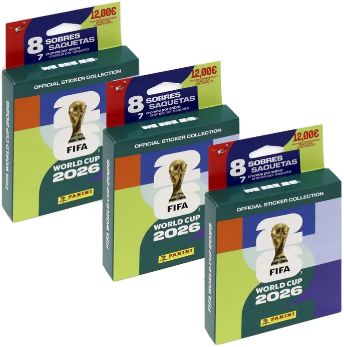 Pack 3 cajas de 8 sobres FIFA 2026
